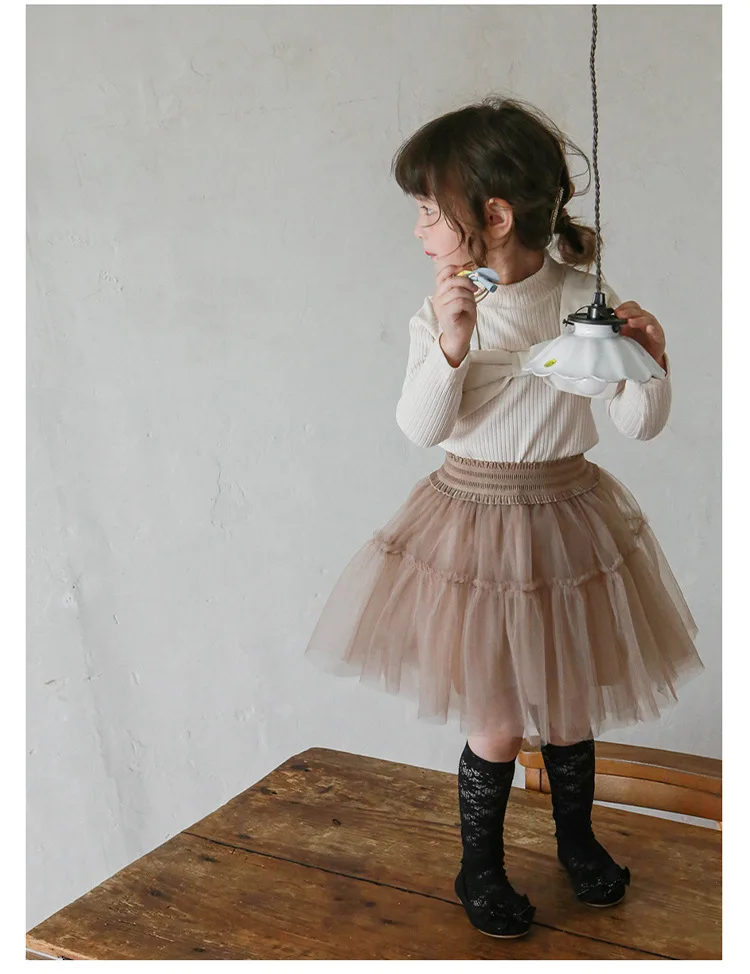 2022 New Arrival Toddler Kids Girl Tulle A-line Tutu Skirt Princess Mini Dress Retro Children Cute Pettiskirt