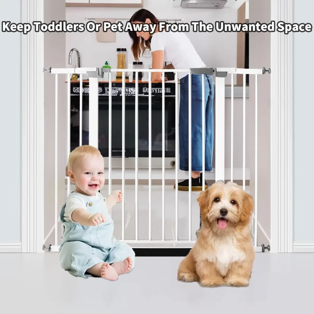 41 Inch Baby Gate Auto Close Dog Gate Adjustable 29.92"-43.71" Wide Pressure Mounted Walk Through Swing Pet Gate for Doorways