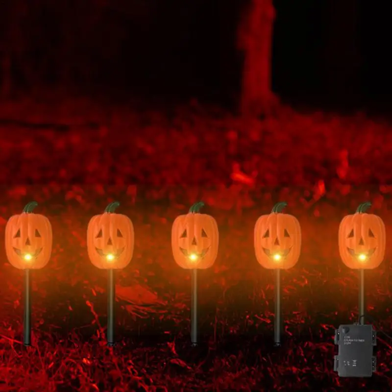 

Pumpkin Yard Sign Spooky Funny Waterproof LED Yard Pumpkins Lights Multifunctional Halloween Decor Easy Installation Decorative