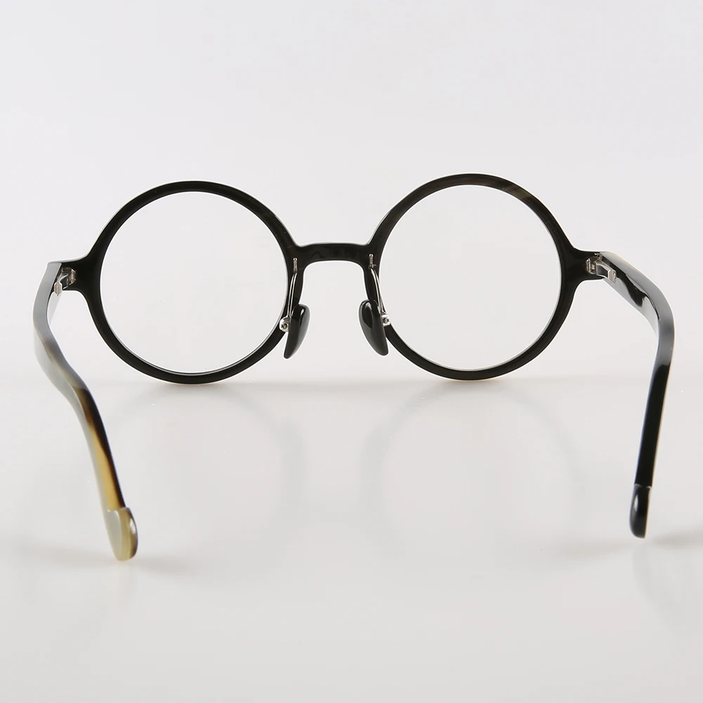 Eyeglass Frames Unique Vintage Round Retro Handmade Buffalo Horn Prescription Man's Glasses Frames Optical Myopia Eyeglasses
