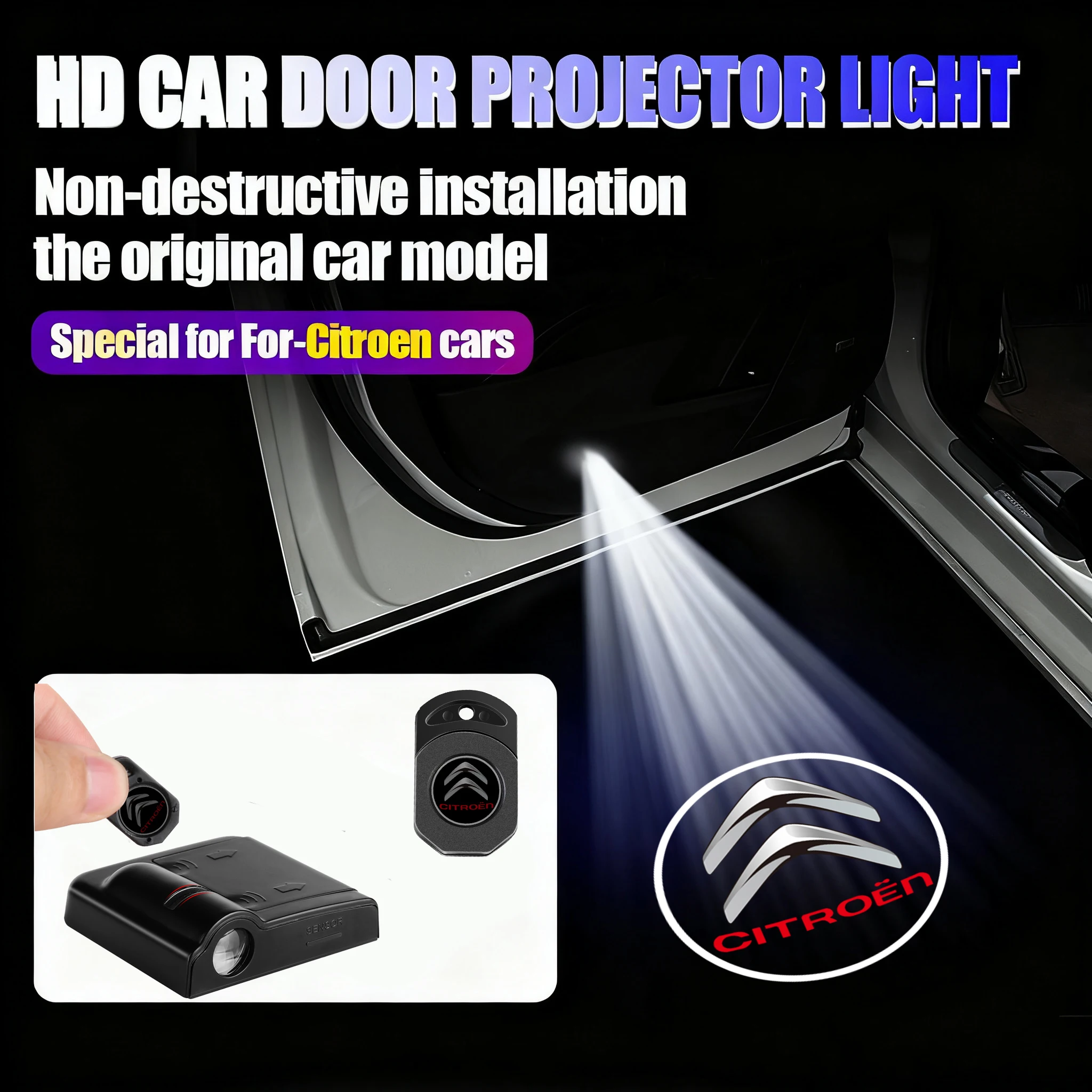 1/2pcs Wireless Led Car Door Welcome Laser Projector Logo Ghost Shadow Night Lights Car Styling For Citroen C2 C3 C4 Picasso C4L