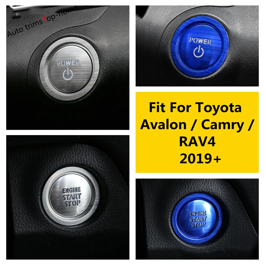 

Car Styling Start Stop Engine Button Cover Case For Toyota Camry / RAV4 / Avalon 2019 - 2023 Red / Blue / Silver Accessories