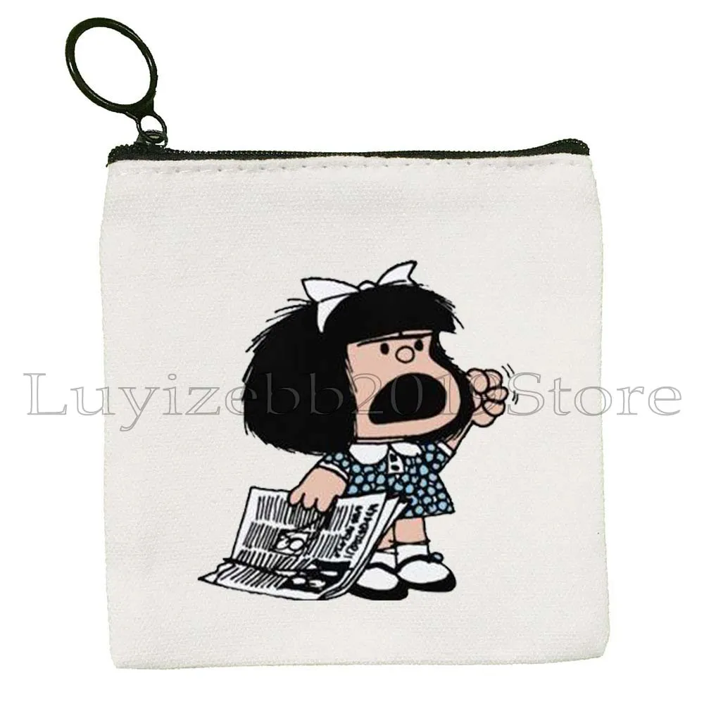 Kawaii Leuke Mafalda Quino Fan Geschenken Canvas Portemonnee Kleine Tas Sleutel Opbergtas Kaart Zakken Cartoon Munt Tas Portemonnee Rits Zakje