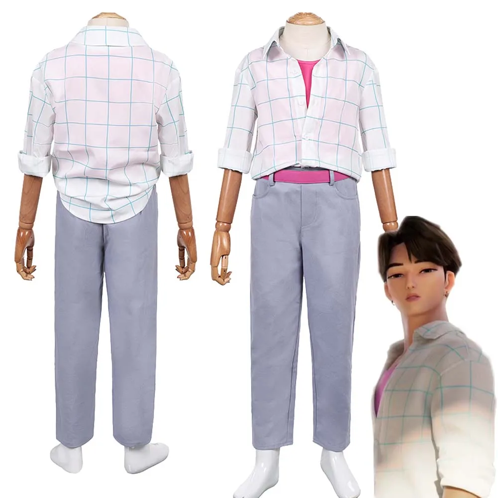 

Охотник на демонов KPop, косплей Jinu, белая рубашка, брюки, футболка, детский костюм, наряды Saja для мальчиков, карнавальные костюмы для ролевых игр на Хэллоуин