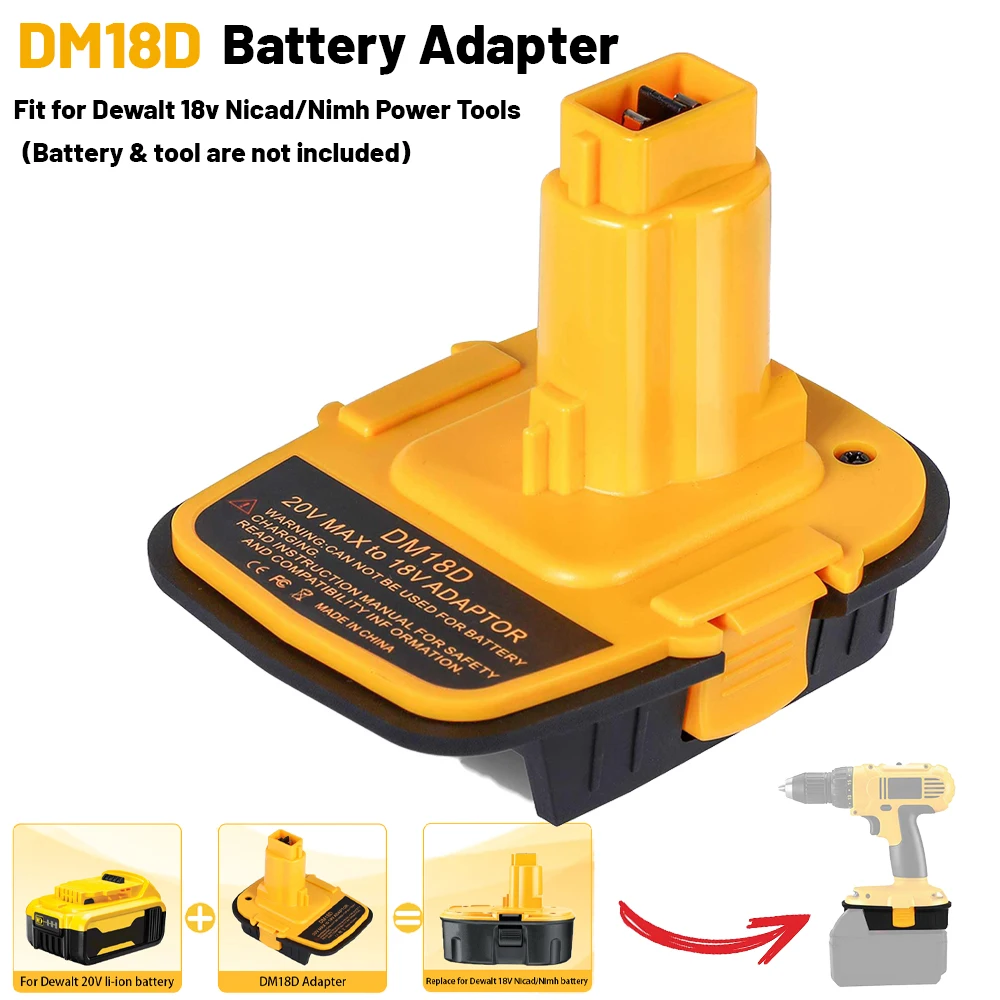 

Battery Adapter for DeWalt 20V for Milwaukee 18V Lithium Battery Convert to For DeWalt NiCad & NiMh Battery Power Tools with USB
