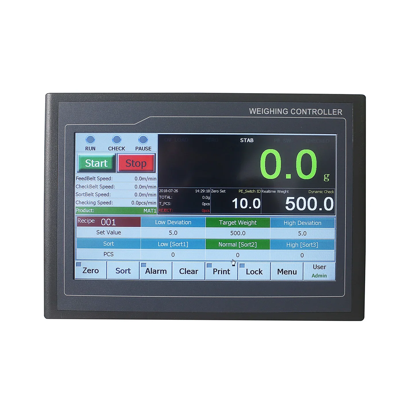 Touch screen Checkweigher Indicator Controller , Load Cell Weight Indicator With MODBUS RTU, BST106-M10(CK)