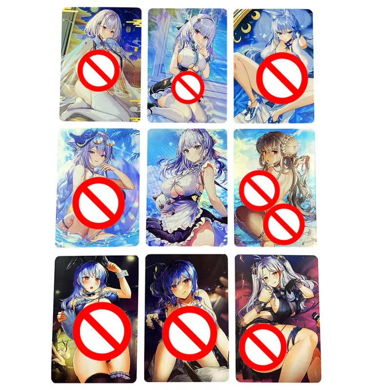 9pcs/set Azur Lane Skirk Alice Barbara Gunnhildr DIY self-made Color Flash Card Anime Game Collection Card Gift Toy