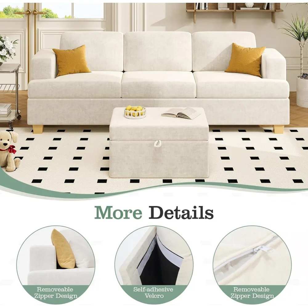 أريكة Loveseat مقاس 63 بوصة، أريكة صالة سحابية مع وسادتين لغرفة النوم، أريكة صالة الشنيل لشقق غرفة المعيشة، Bei