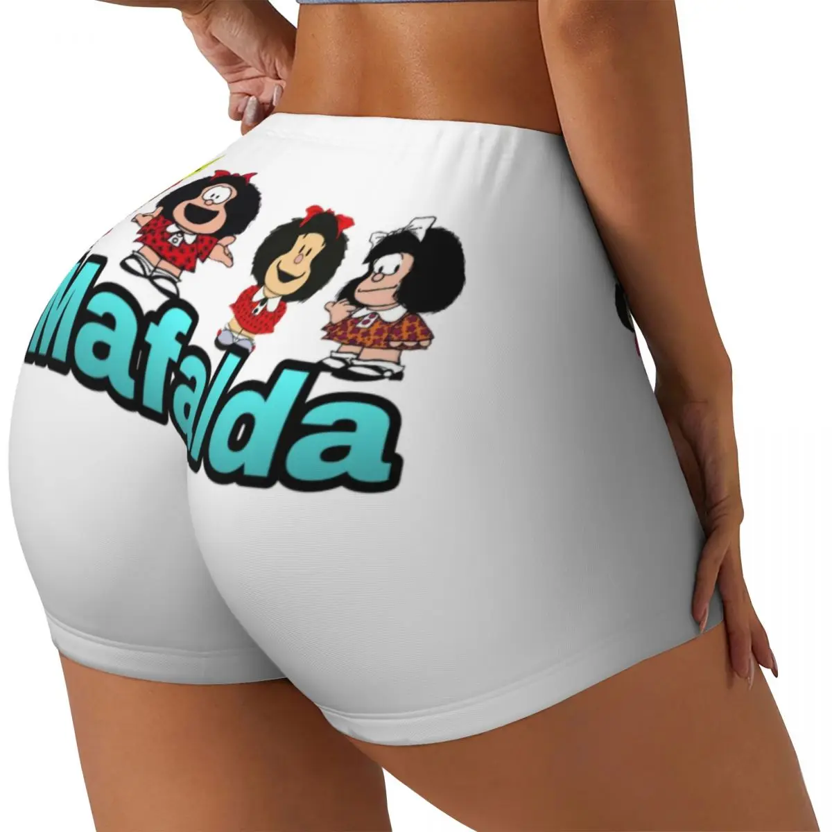 Custom Quino Argentina Mafalda Comic Volleyball Biker Workout Shorts for Women Cartoon Athletic Gym Yoga Shorts