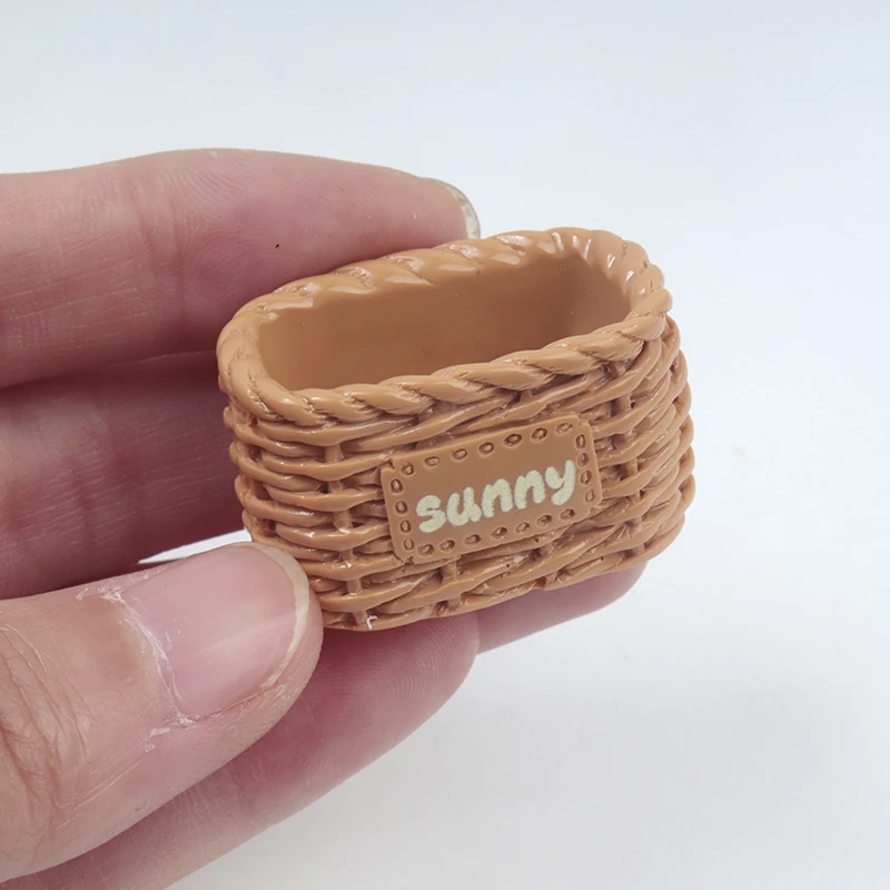 4/40PCS Resin Accessories Simulation Bread Basket Resin Bamboo Basket DIY Doll House Cabochons Decor Play Keychain Materials
