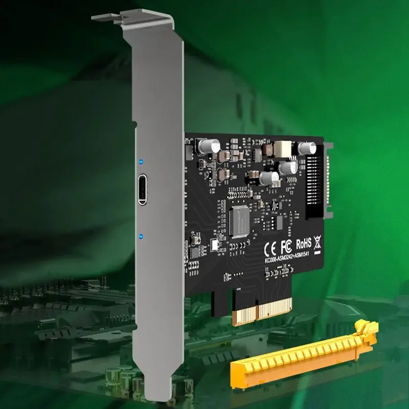 carte-d'extension-usb-32-pcie-asm3242-gen-2-x2-ports-type-c-pci-e-pci-express-x4-connecteur-sata-15-broches-transfert-20-gbps-gen2-usb-31