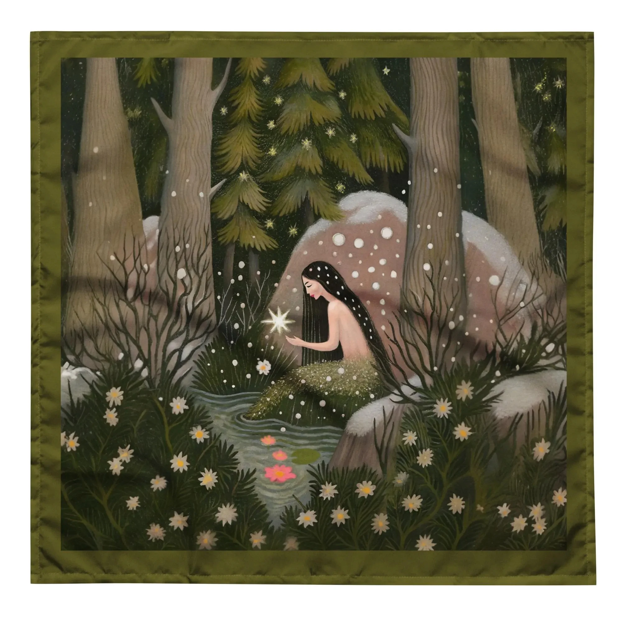 50/75/110/137cm Enchanted Forest Mermaid Tablecloth Fairy Tale Witchy Altar Cloth Nature Witchcraft Decor Occult Tarot Mat