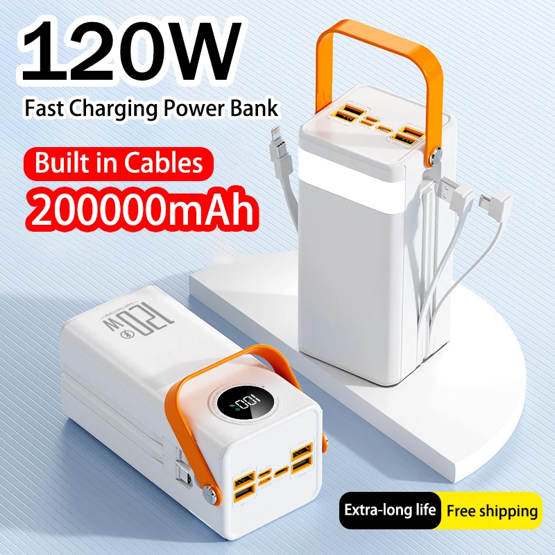 

120W Power Bank 200000mAh High Capacity Fast Charging Powerbank Portable Battery Charger for IPhone Samsung Huawei Camping