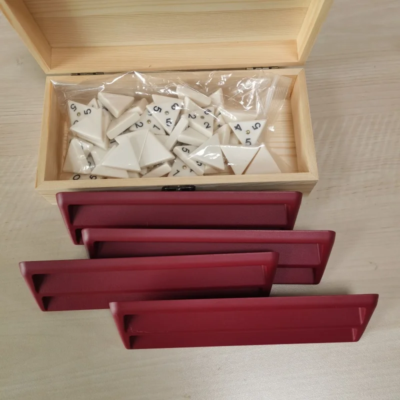 Triangle Brand Melamine Dominoes Number Cards Small wooden box set of dominoes with 4 stands Perfect for family gatherings