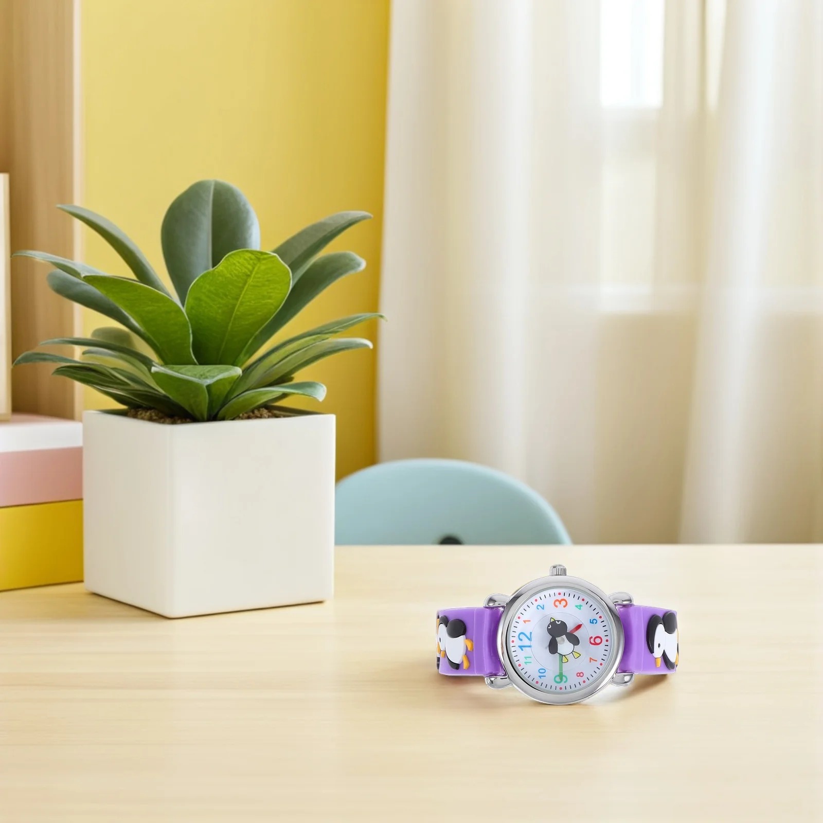 

Penguin Watch Purple Cartoon Style Analog Waterproof Comfortable Wrist Strap for Daily Outdoor Activities