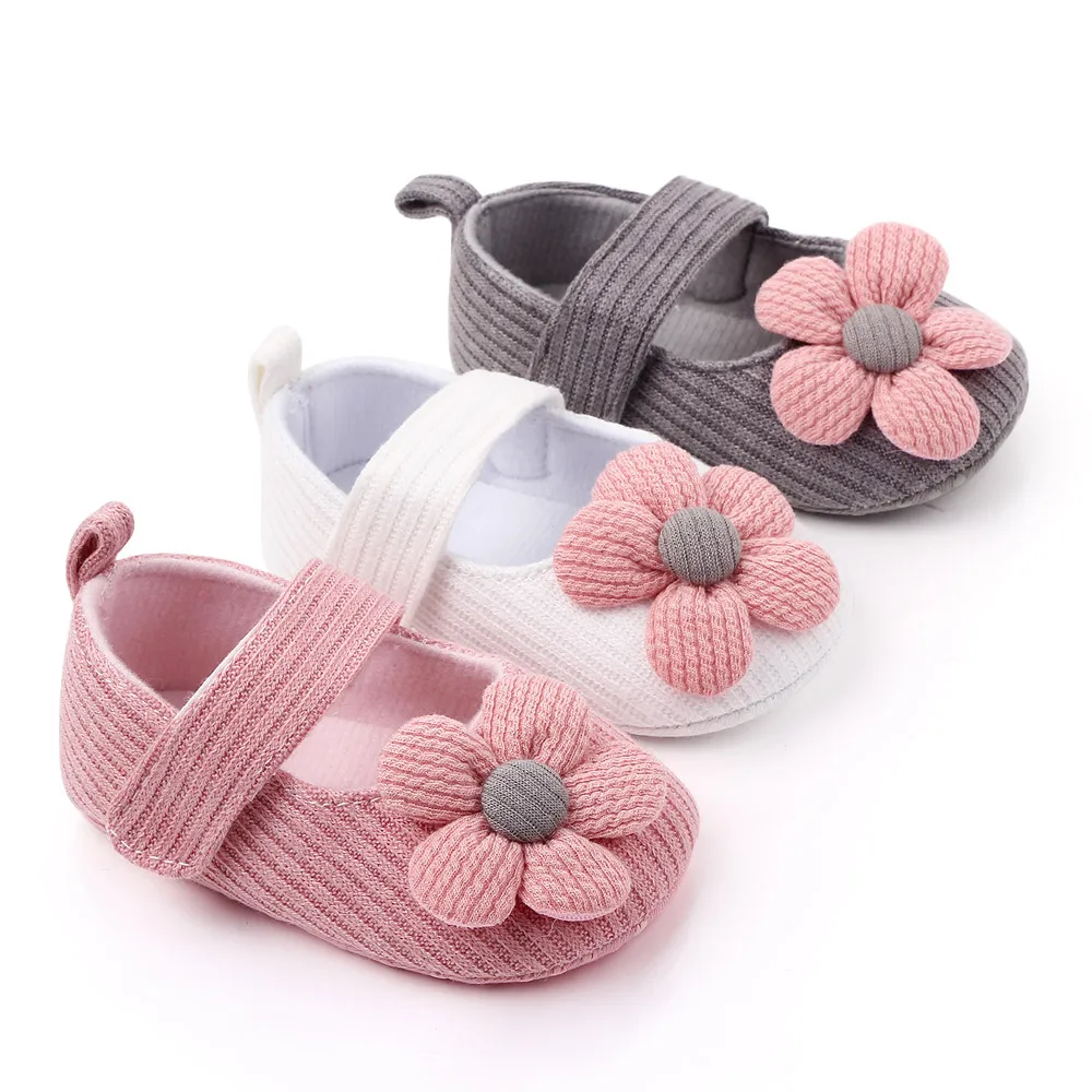 Baby Girl Shoes Cute Flower  Newborn Toddler Prewalking Spring and Summer Two Pieces Set with Hairband Baby Baptism New Fashion
