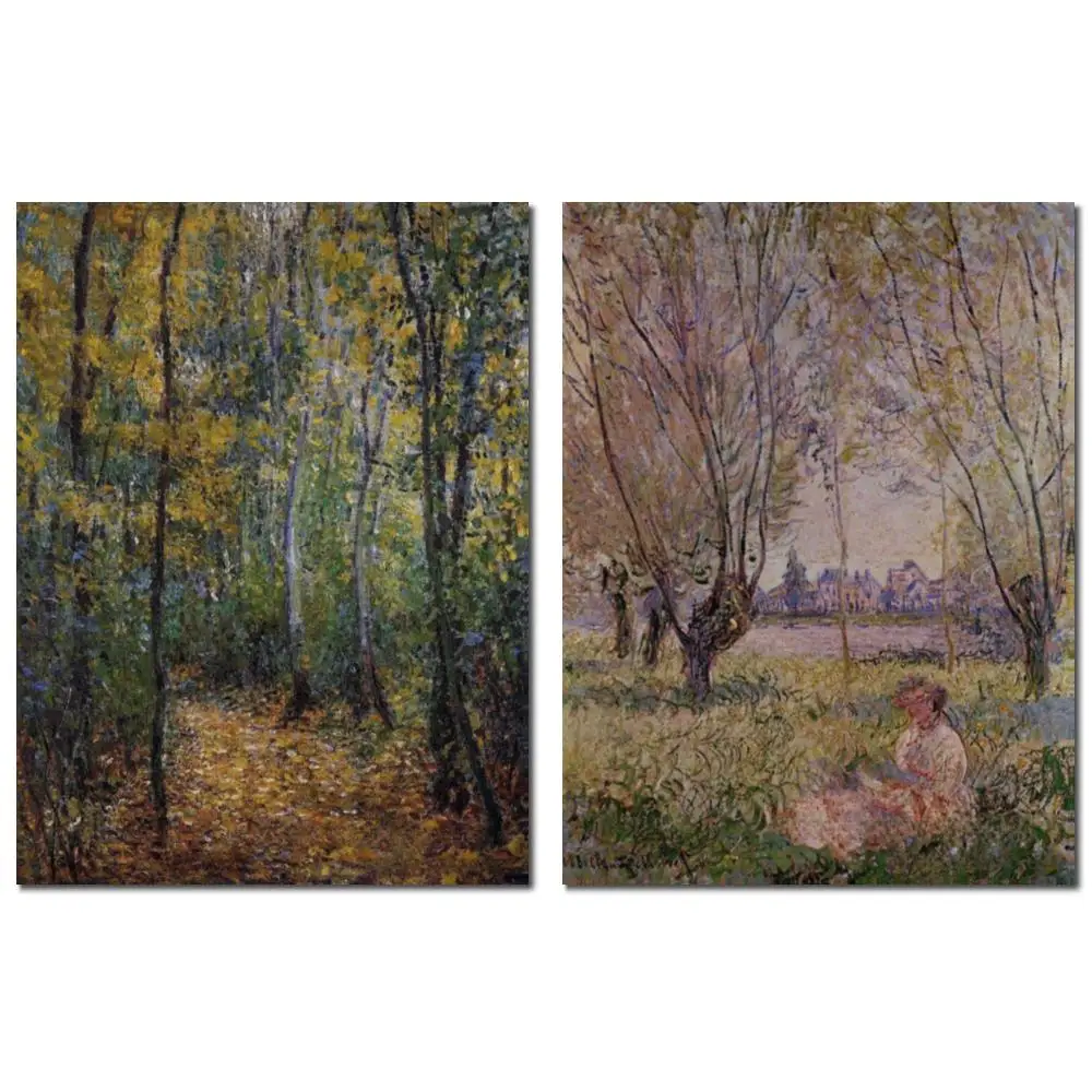 

Large Size Painting in Oils Claude Monet Wood Lane Handmade Canvas Picture Seascape for Study Room Hallway Wall Decor