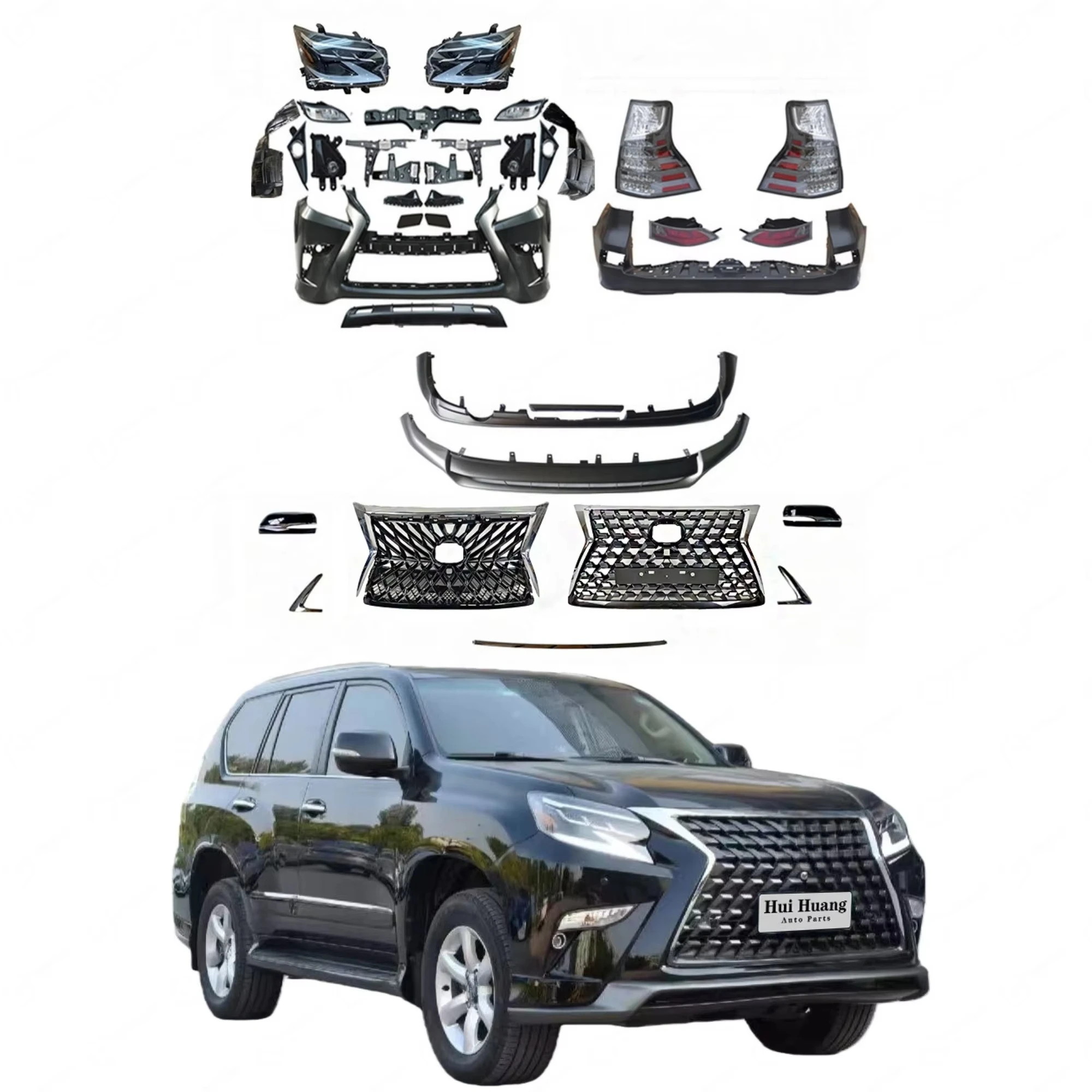 

Good Price Auto Parts Body Kit with Front and Rear Bumper Headlight Taillight for GX460 2010-2019 Upgrade to 2020 Style