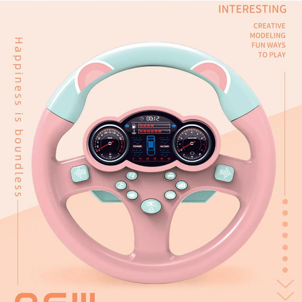 Multi-Sensory DriveSim Wheel - 7 Sound & Light Modes Kids Steering Wheel Toy with Real Engine Vibration