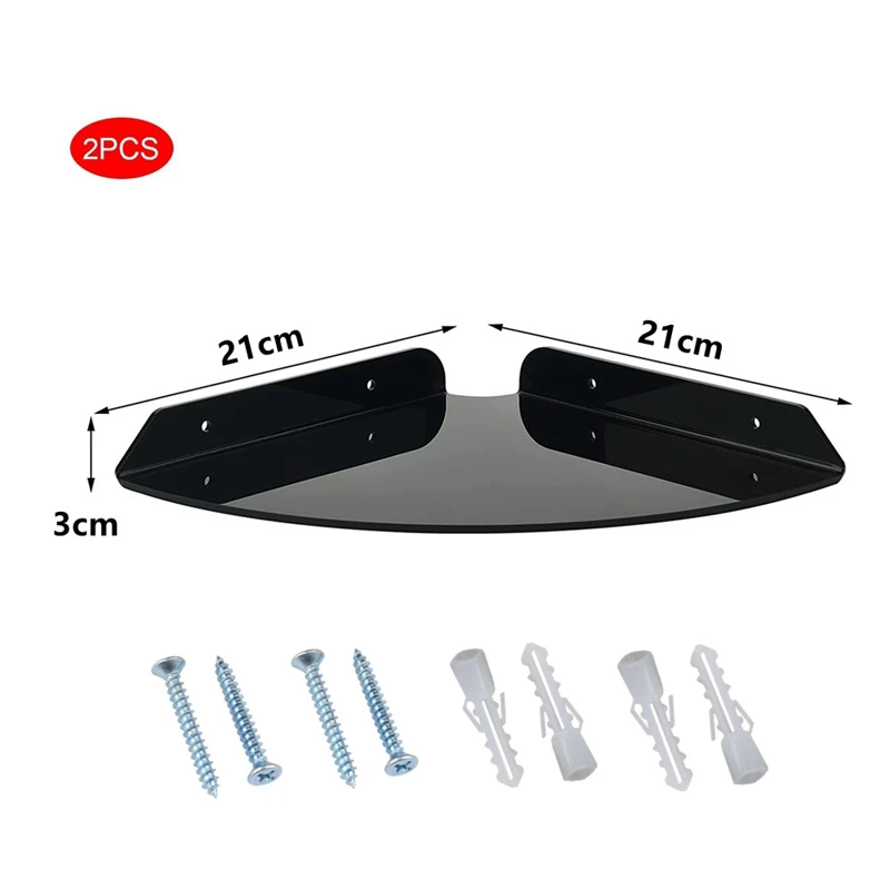 ABXF-2 estantes de esquina flotantes de montaje en pared de acrílico, estante de cuarto de ducha, estantes de esquina colgantes, exhibición de pared