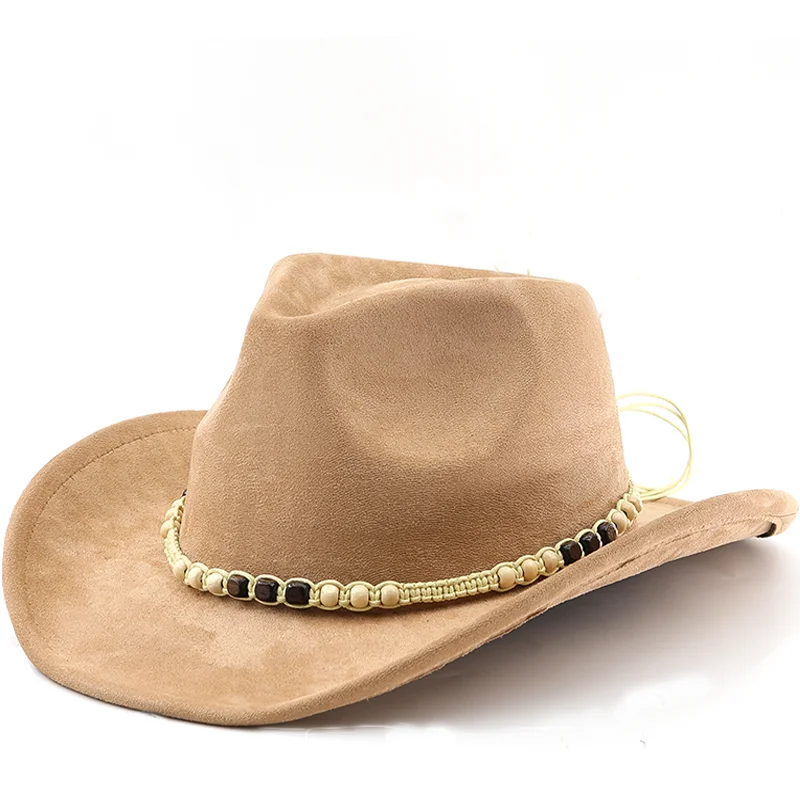 New Western Hat Men Women Cowboy Style Leather Hats Suede Chapeu Western Gentleman South States Jazz Cap Cowgirl Hats Cow Band