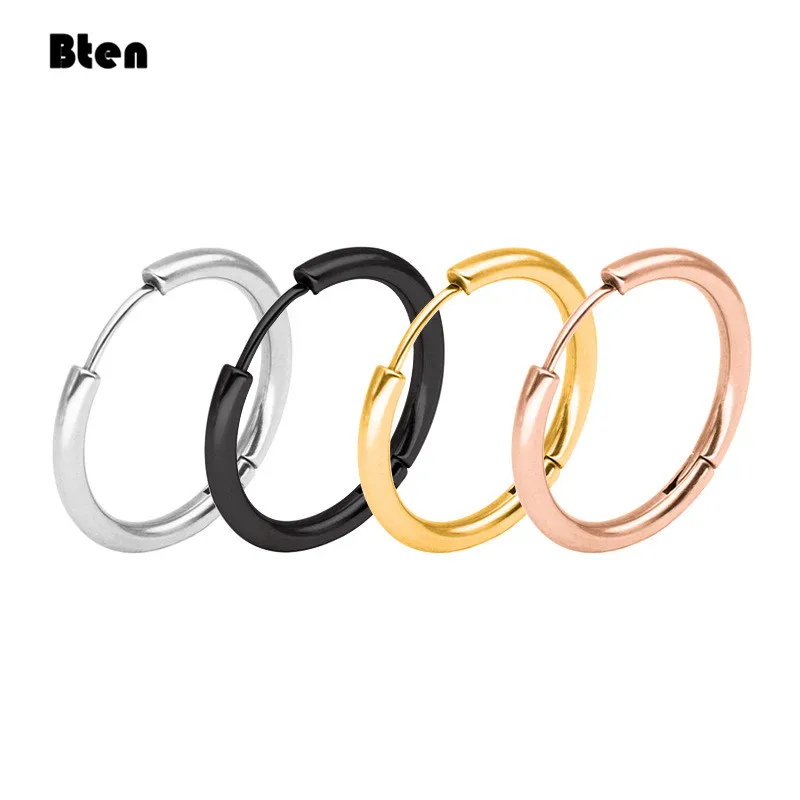 1 pair Women/Man Stainless Steel Small Hoops Earring Piercing Ear Cartilage Tragus Simple Thin Circle Anti-allergic Ear Buckle