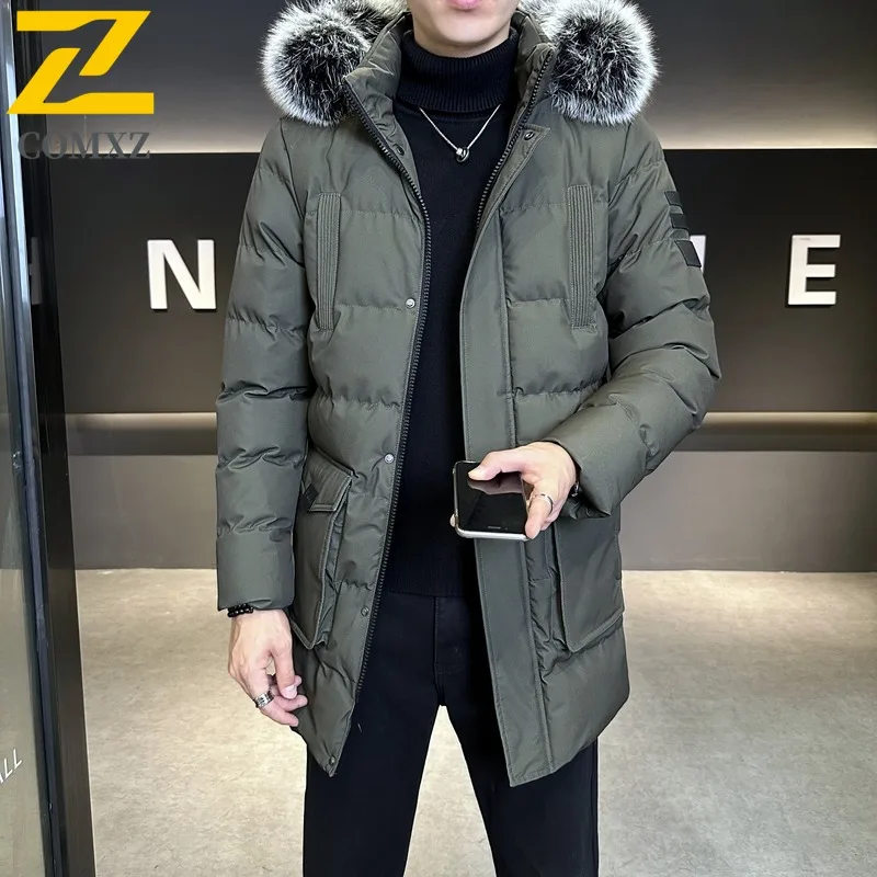 سترة شتوية مبطنة للرجال من COMXZ كاجوال بقلنسوة للعمل في الهواء الطلق سترة سميكة ودافئة ملابس مريحة وخفيفة الوزن للأعمال والترفيه #3