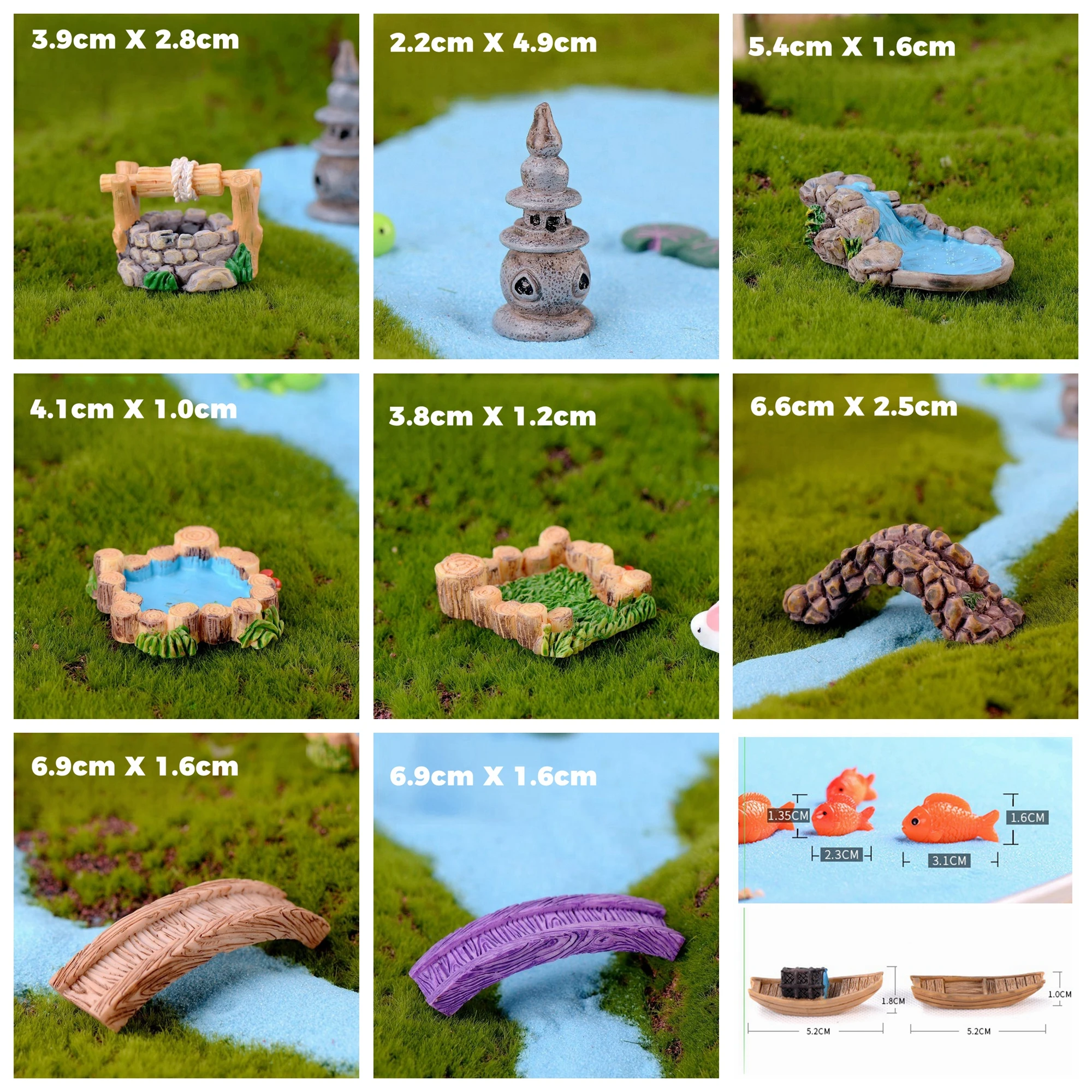 3PCS/set Miniature Landscape Fairy Garden Accessory Mini Lighthouse Water Well Bridge Cottages Miniature Micro Landscape Crafts