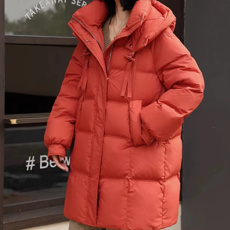 Hooded Puffer Coats for Women, Casual Puffer Coats, Loose Pockets Down Jackets Windproof Warm Jackets, Korean Commuter Outerwear