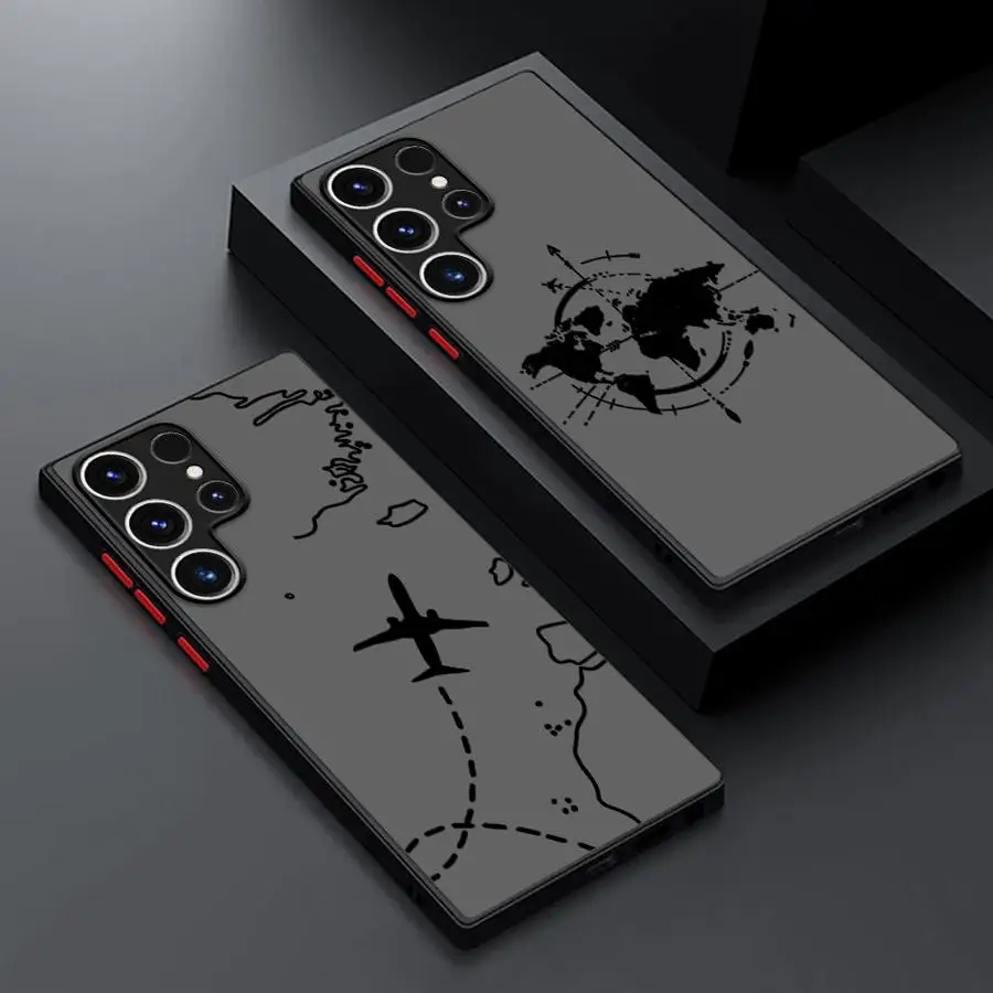 Line Airplane Topographic Back Phone Cover Case for Samsung Galaxy S9 S24 FE S22 Plus S25 Edge S21 S23 Ultra S20 S10