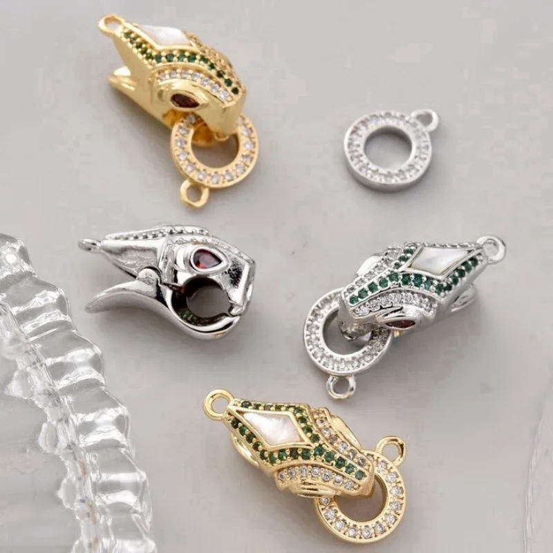 1piece Wholesale Snake Head Spring Press Necklace Bracelet Clasp Jewelry Accessories Snake Pearl Connector Clasp DlY Accessories