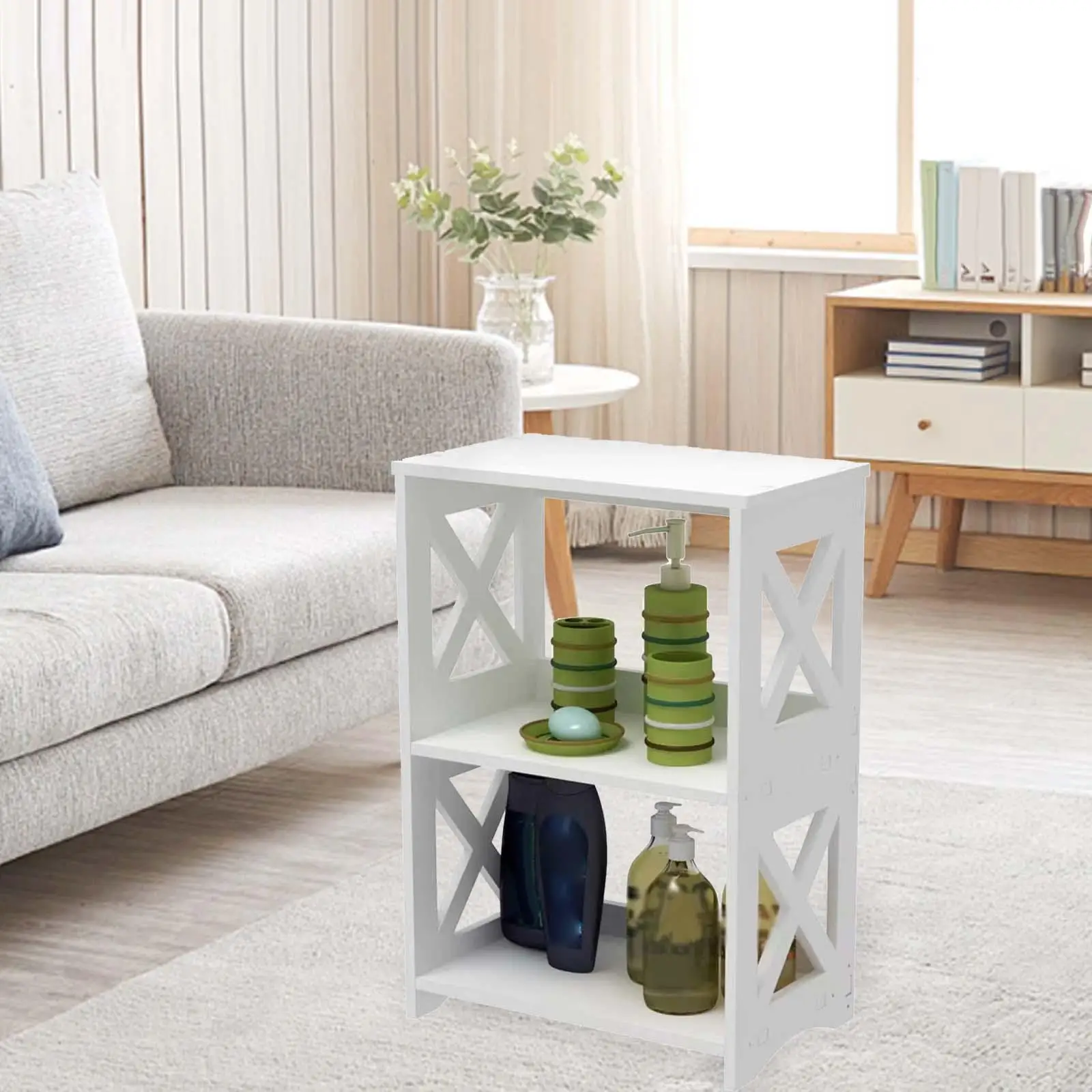 

3 Tier Side Table Modern Organizer Storage Rack Simple Sofa Table Small Tea Table for Apartment Small Space Outdoor Bed Bedside