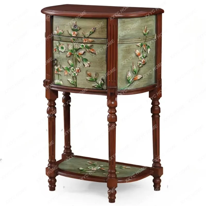 XX semicircular entrance foyer cabinet Mediterranean painted storage decorative cabinet against the wall