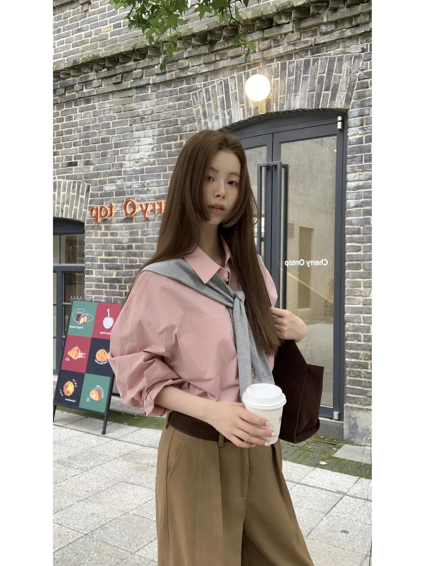 

Elegant Pink Shirt Women's Spring Fashion 2026 New Style Small Capitalist High End Unique Shirt Cotton Collar Long Sleeve