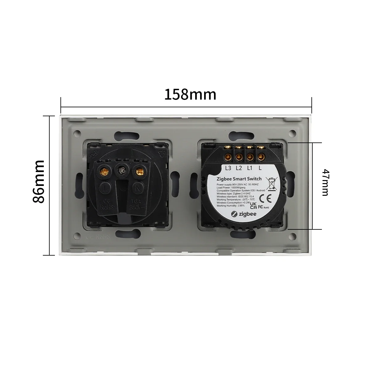 Imagem -06 - Bingoelec Zigbee Interruptor do Painel de Vidro Cristal Soquete com Interruptor Tuya Inteligente Alexa Cor Inteligente Casa Melhoria