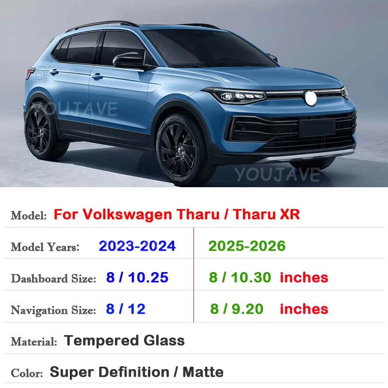 For Volkswagen Tharu VW Tharu XR 2023-2026 8/9.20/12 Inches Navigation Touch Display Screen Car Tempered Glass Protective Film