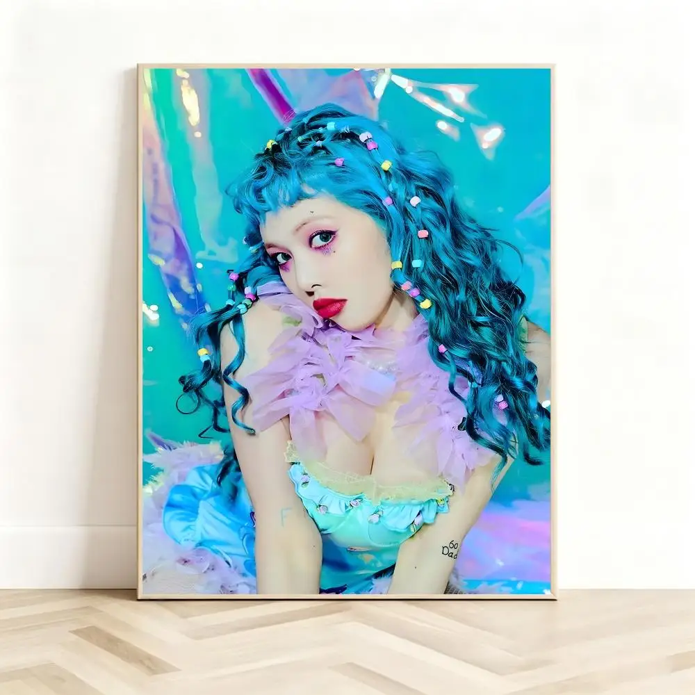 Fiery Kpopidol K-Kim Hyun A Poster Classic Self-Adhesive PP Wall Sticker for Living Room Bar Decor Gift