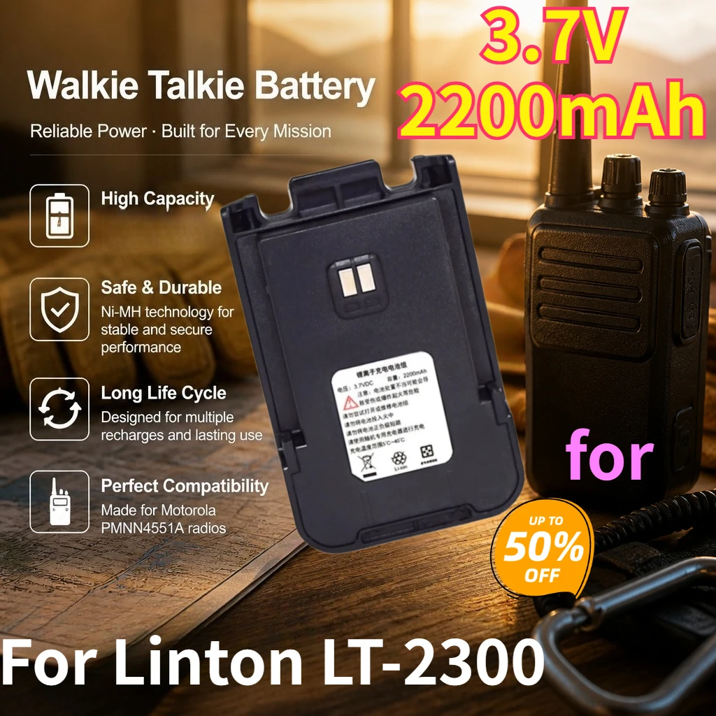 High Quality Walkie Talkie Batteries for Linton LT-2300 3.7V 2200mAh Replacement Rechargeable Lithium Battery in Stock