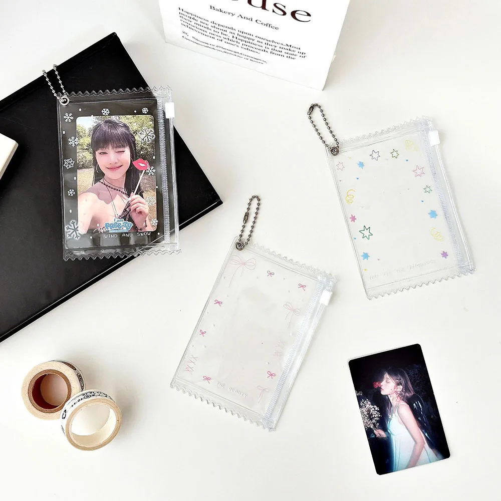 Bolsa de dulces transparente, fundas para tarjetas, soporte para sesión fotográfica, accesorios, bolsa de almacenamiento para insignias, colgante, películas para tarjetas de ídolo, Protector de tarjetas de juego