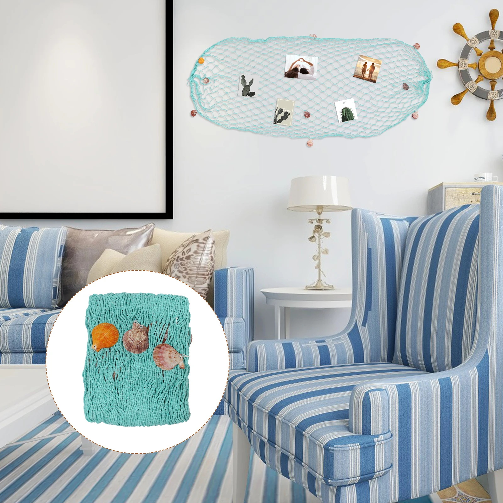 

Небольшие украшения для рыболовной сети в средиземноморском стиле, сетка для фотографий, подвесная стена