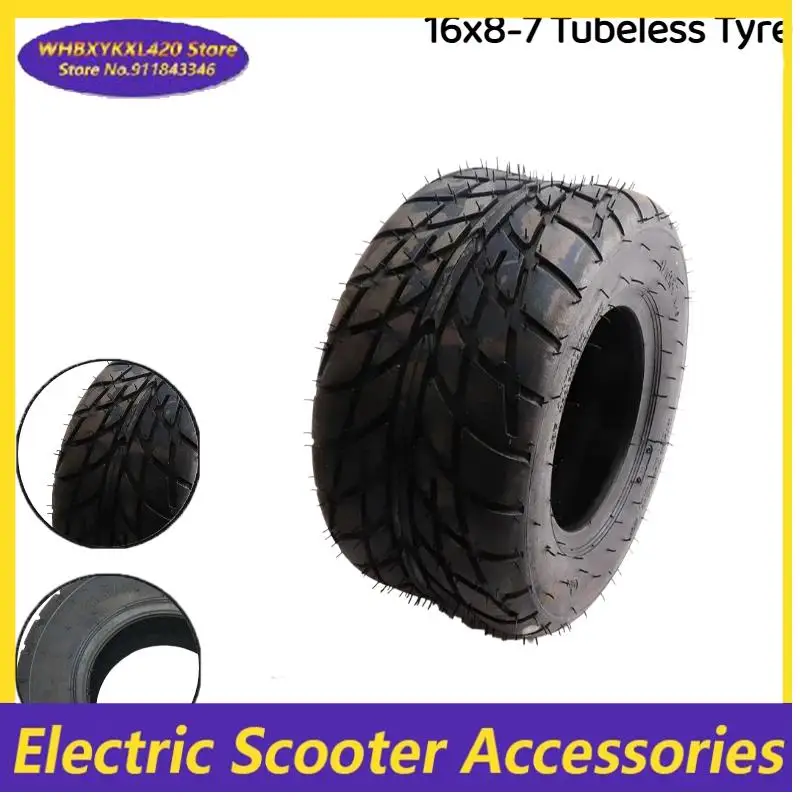 

16x8-7 Tubeless Tires for 7 Inch ATV Kart Lawn Mower Farm Vehicle Wear Resistant Wheel Tires Tubeless Tires