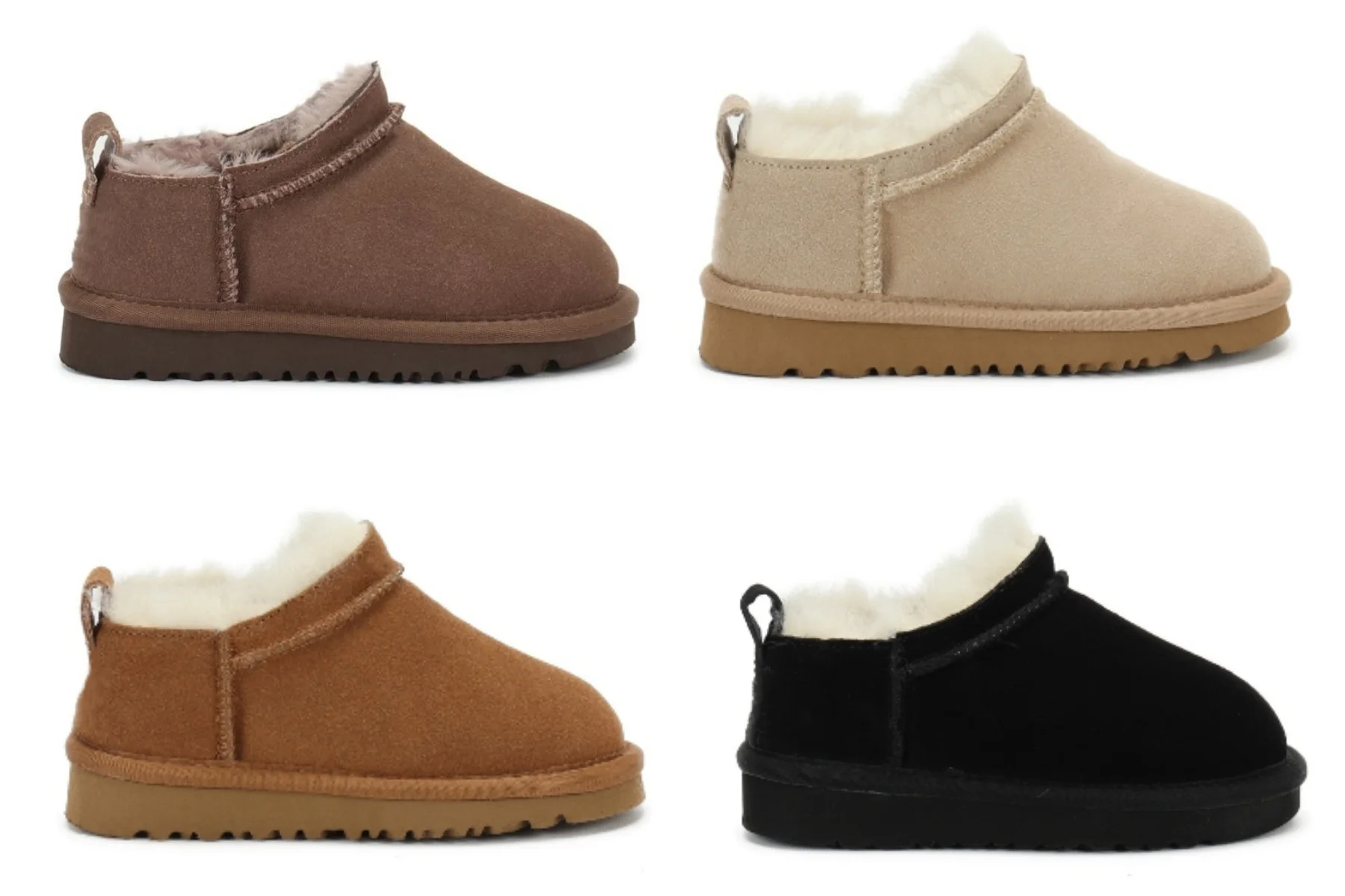 أحذية الثلوج الدافئة الصغيرة ذات اللون الصلب للأطفال في فصل الشتاء