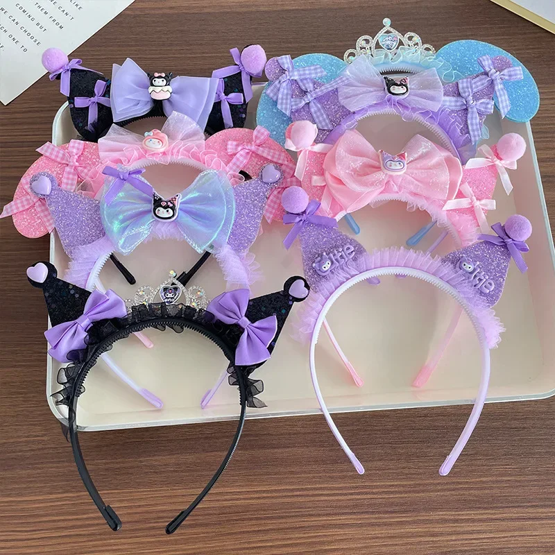 Sanrio Kuromi Headband Anime Cartoon Cute Lolita Hair Band Fashion Children Hair Accessories Hairpin Kawaii Girls Holiday Gifts