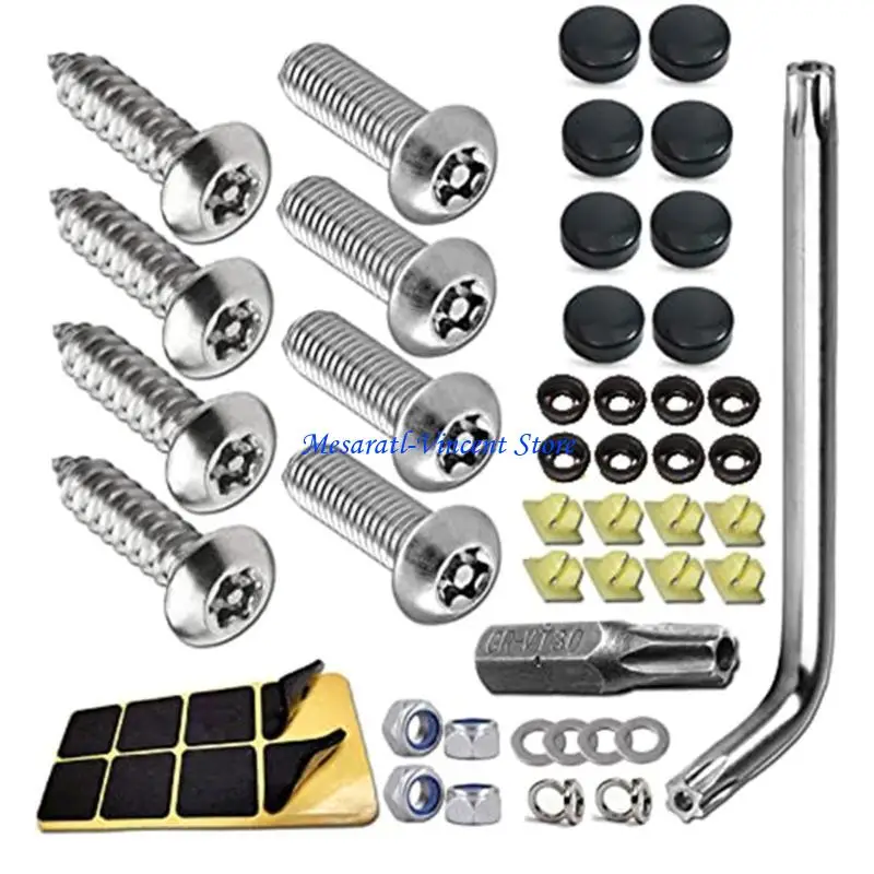 A70F Anti Theft License Plate Screws StainlessSteel Bolts Fasteners for Car Plate Frame Holder,Tamper Resistant