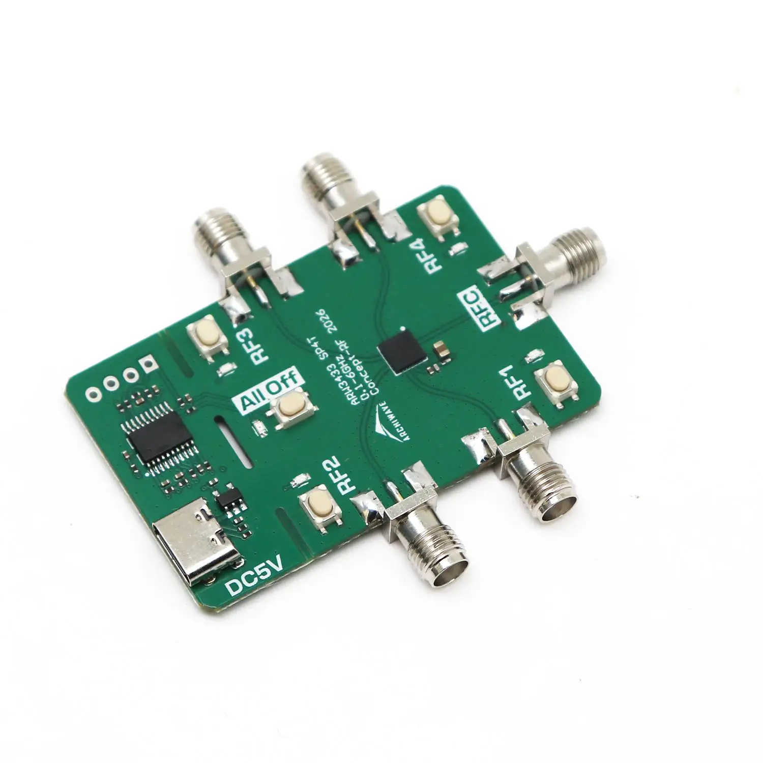 100Mhz-6GHz SP4T High Isolation RF Switch For 433Mhz 868Mhz 2.4Ghz 5.8Ghz SDR Ham Radio 5G Base Station Antenna Test System