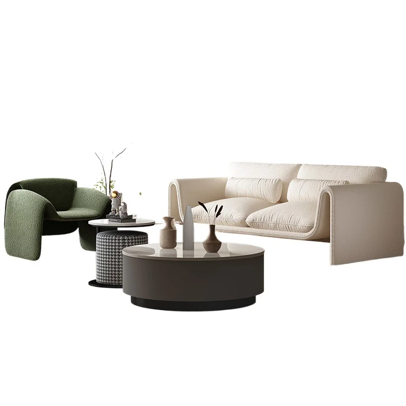 

Nordic fabric sofa, living room small apartment simple modern light luxury household cream style creative Internet