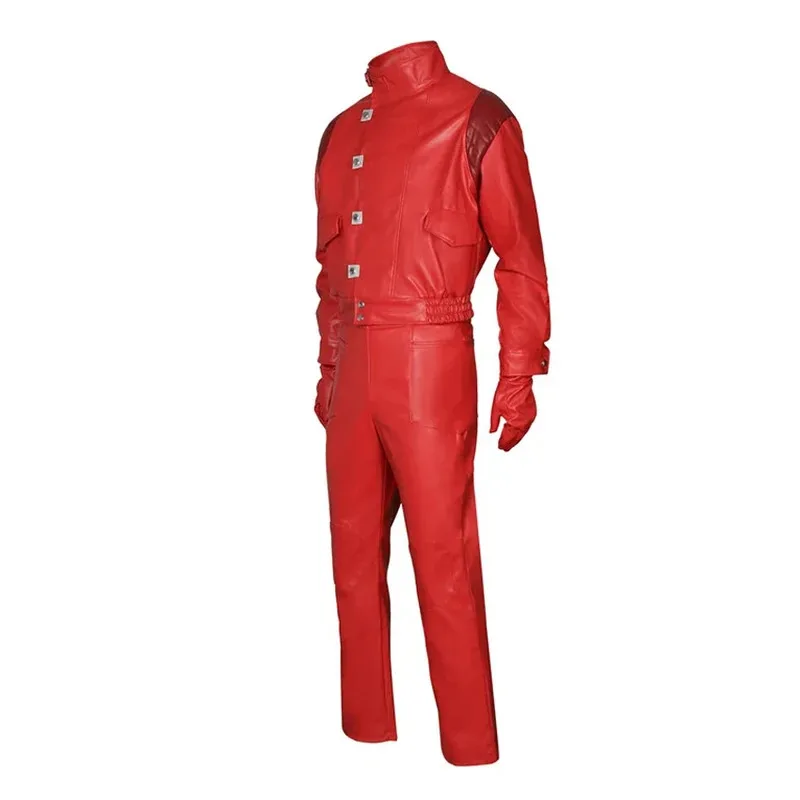 

Akira Cosplay Costumes Anime Kaneda Shoutarou Uniform Red Faux Leather Outfit Halloween Party Dressing For Men mj:3