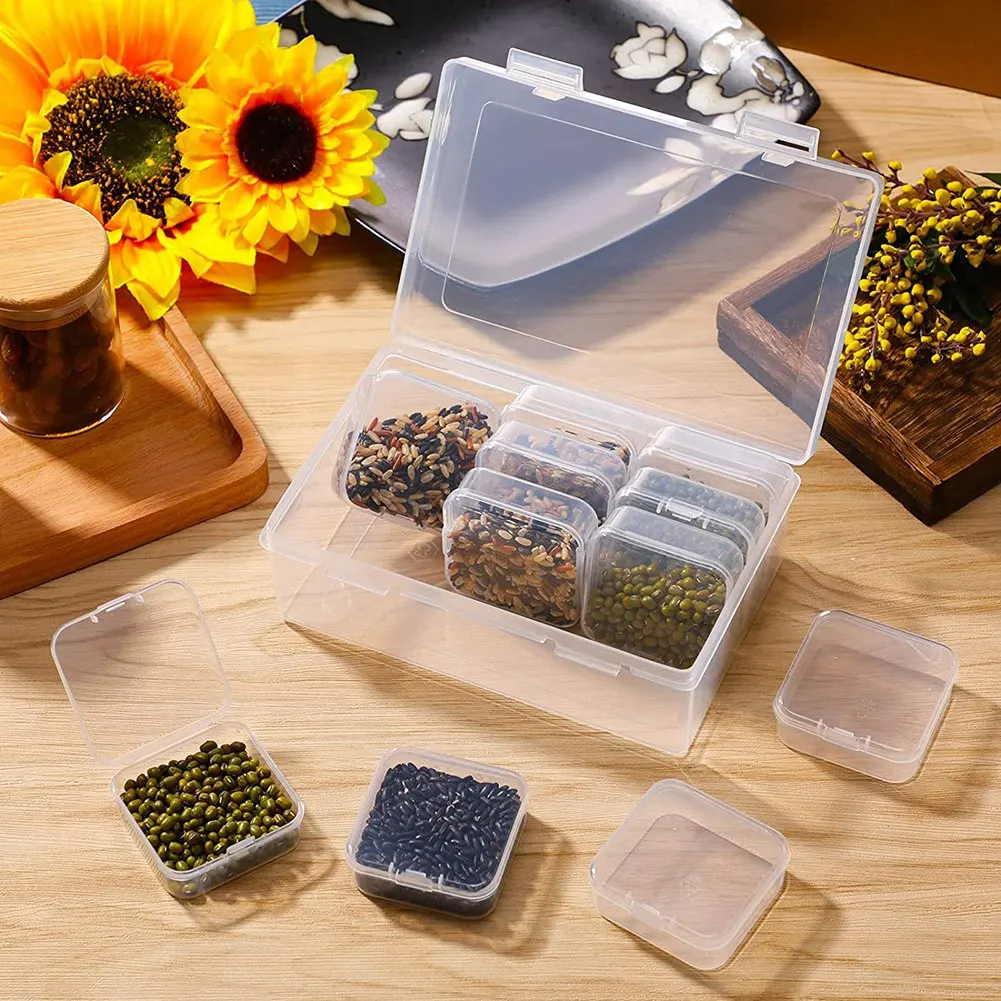 

AB08-Clear Plastic Storage Box Clear Box With Hinged Lid Small Items With Hinged Lid And Rectangular Clear Craft Supplies Box