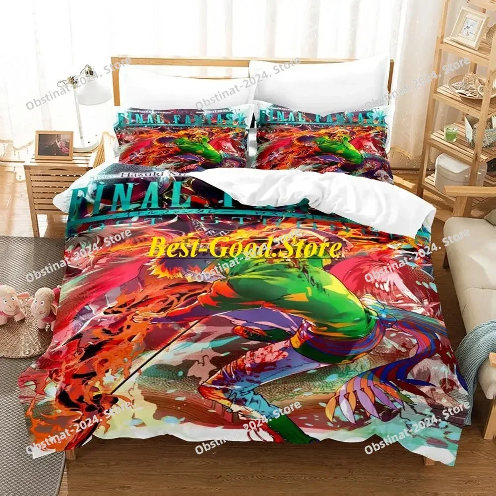 2023 Final fantasy 3D Printing Comforter Bedding Set,Duvet Cover Bed Set Quilt Cover Pillowcase,King Queen Size Bedding Set Kid