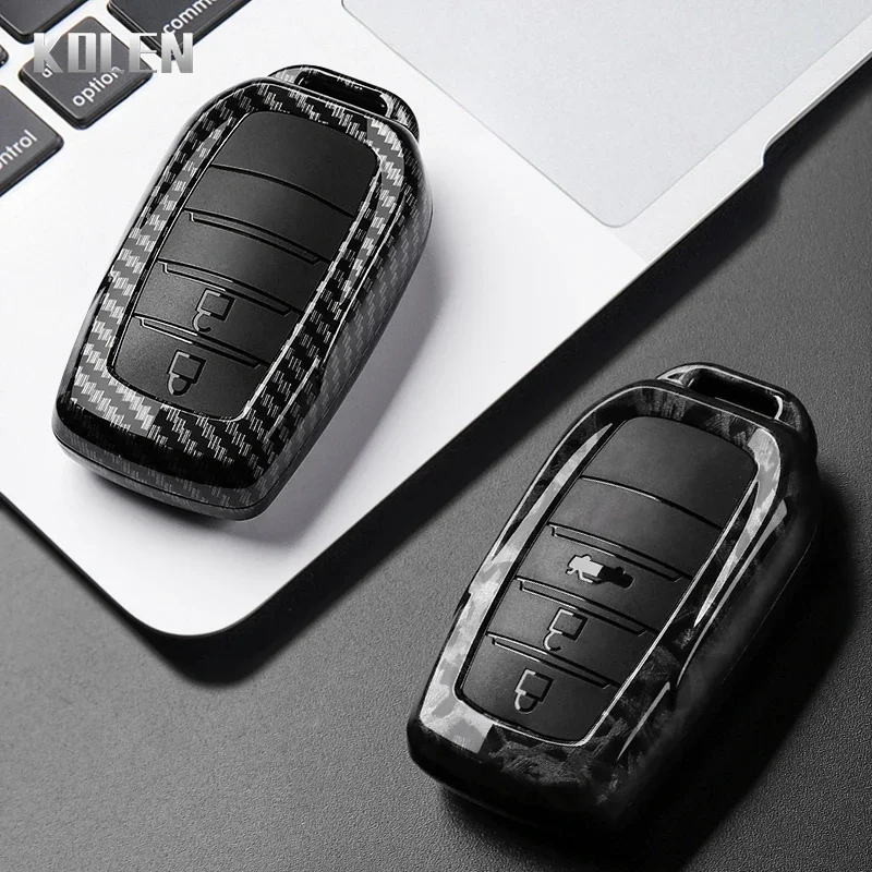 ABS Carbon Fiber Style Car Key Case Cover For Toyota Land Cruiser Prado Crown Yaris Cross Hilux Fortuner Camry Alphard PREVIA